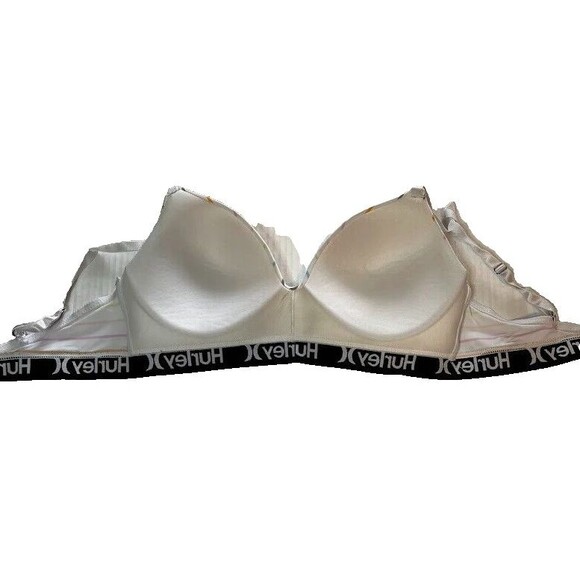 Hurley White w/Colorful Stripes Adjustable Straps Padded Sports Bra SZ 36B - Picture 4 of 4